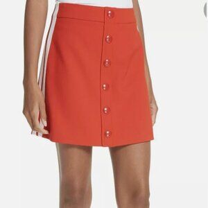 Red and White Veronica Beard Malva Side Stripe Mini Skirt - Size 0